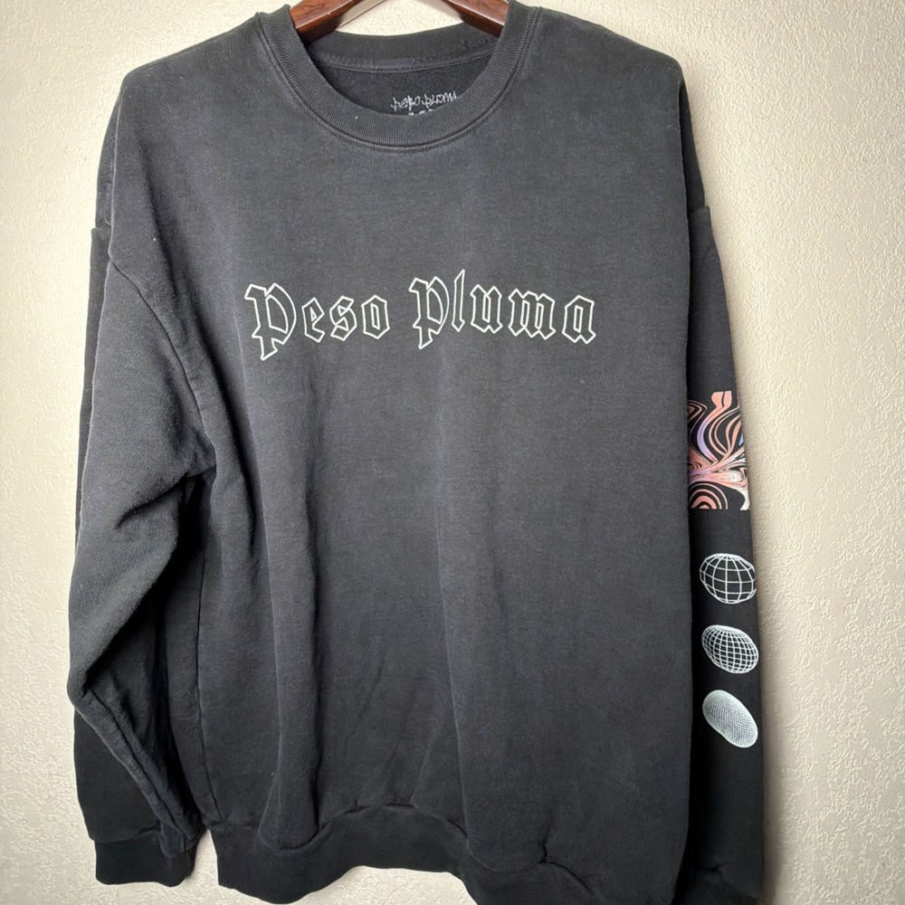 Peso Pluma Éxodo Tour Crewneck Sweatshirt Black Size XLarge Official Merch